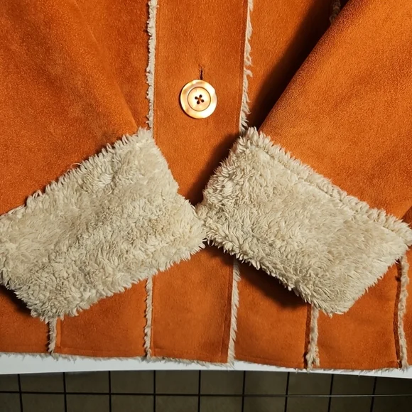 Telluride Clothing Co Faux Suede Sherpa Coat – Y2K Boho Retro Women’s Medium - Picture 6 of 12